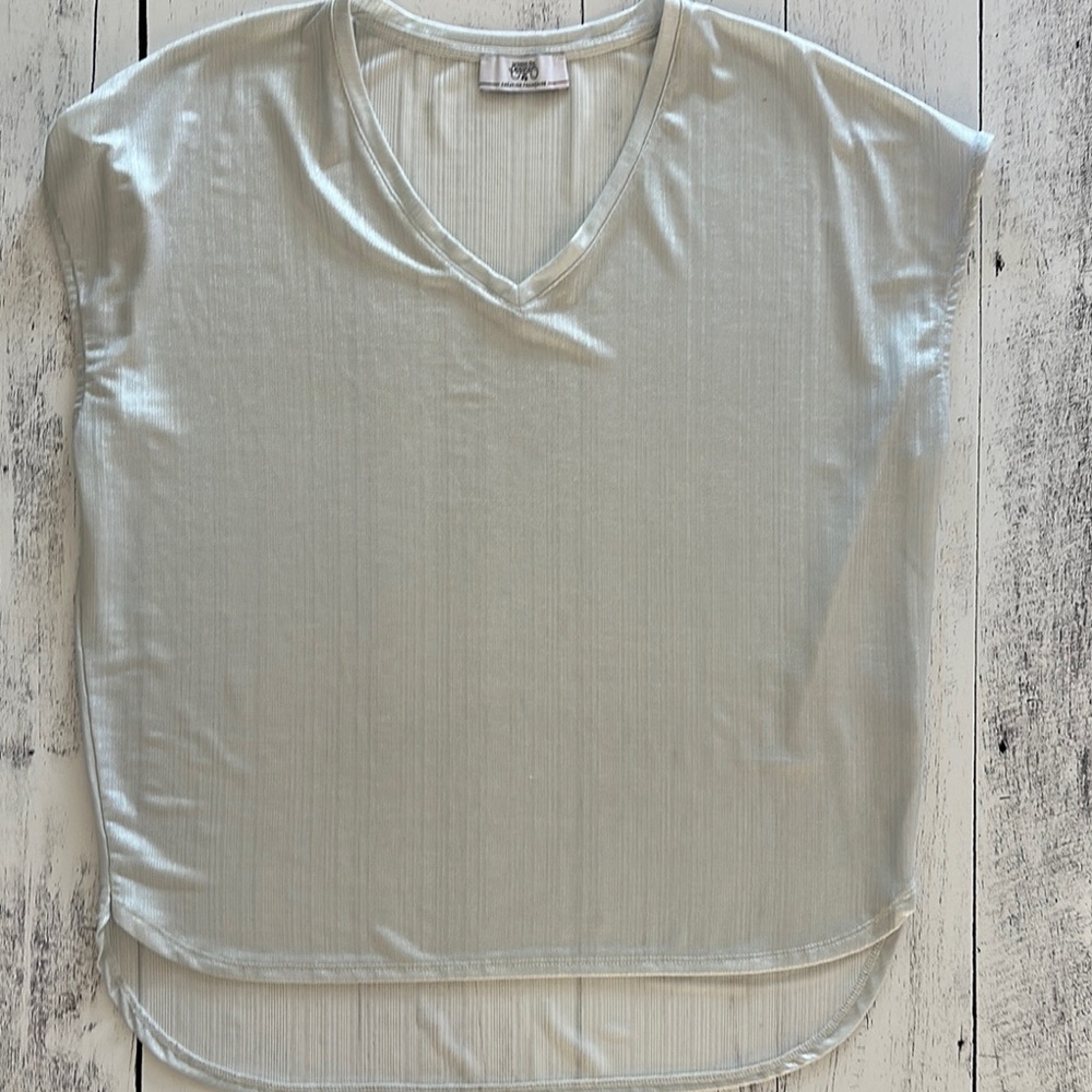 Le Temps Des Cerises Gray Dolman Sleeve Ribbed Blouse
